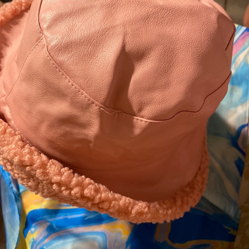 Faux Leather Fur Bucket Hat